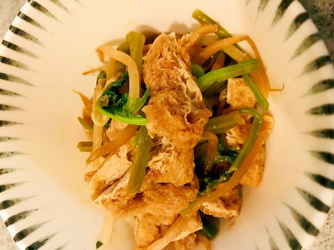 ほうれん草と油揚げ、もやしの煮物